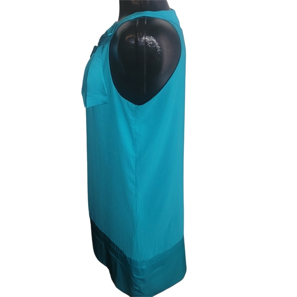 H&M Teal Sleeveless Shift Dress with Bow Detailed Neckline 12 - Picture 5 of 7